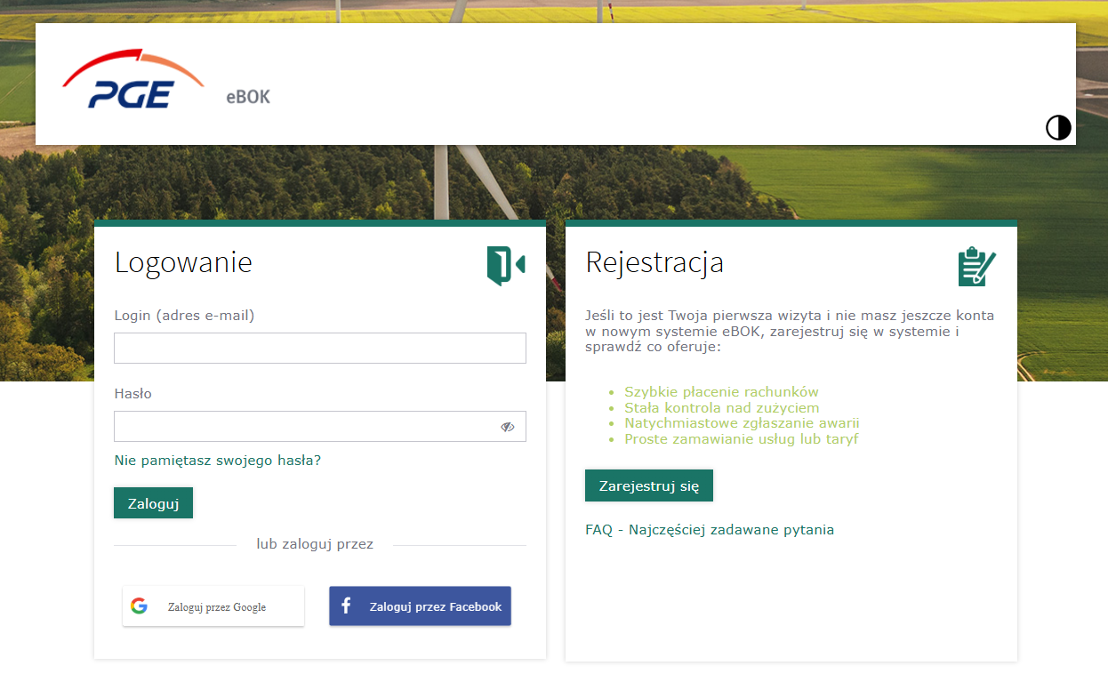 Screenshot: Ekran logowania do PGE eBOK